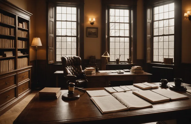 Professional legal office environment representing a General Counsel reviewing contracts